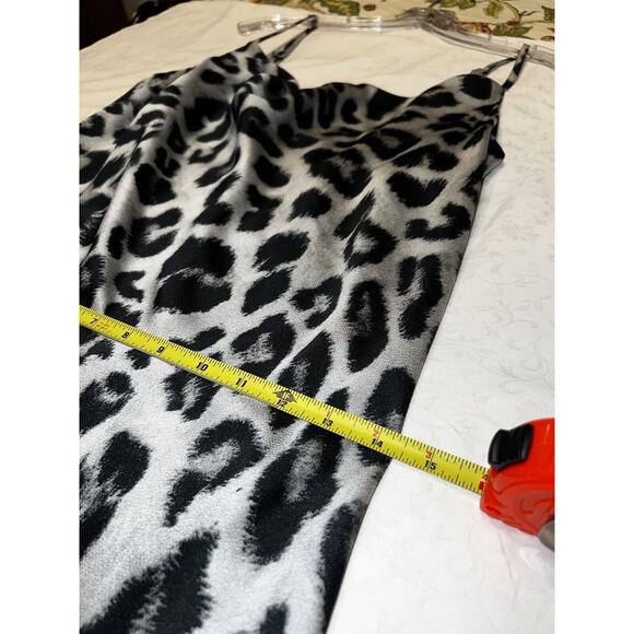 Glam Leopard Cowl Neck Mini Slip Dress-Women's Medium - Picture 8 of 11